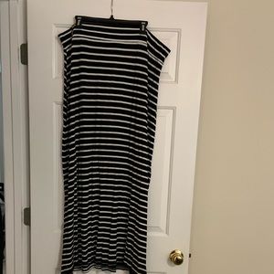 Black and white striped maxi skirt